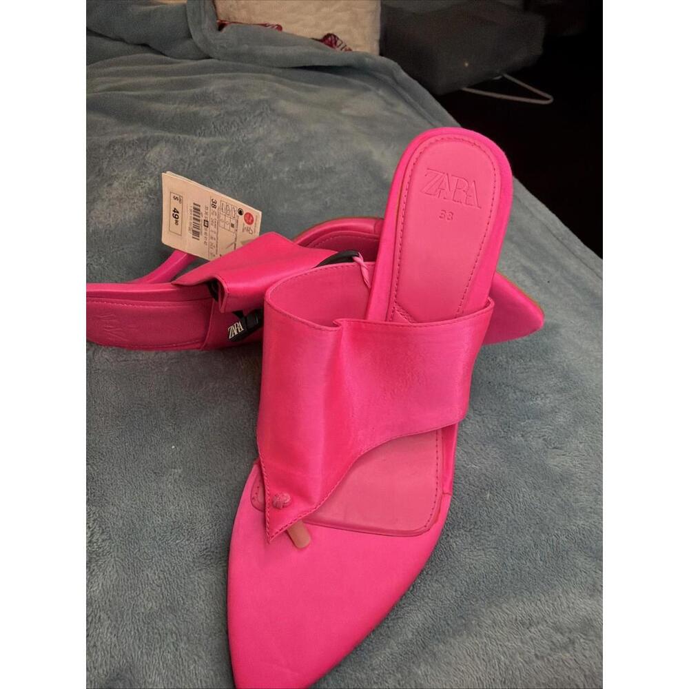 Zara Vibrant Pink Pointed Toe Slide Heels